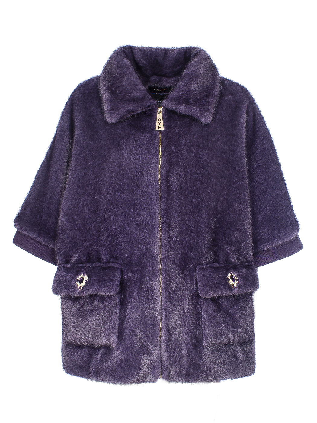 MANTELLA FAUX FUR FAKE MINK DETTAGLIO GIOIELLO E MANICA MAGLIA,2 TG,100%PL,M PRCDE IN PRC     